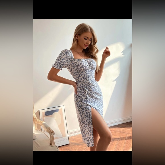 White and blue SHEIN sundress - Picture 2 of 4